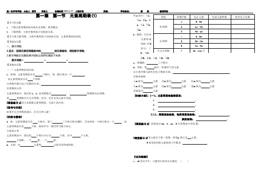 高一化学必修二全套导学案值得下载,强烈推荐