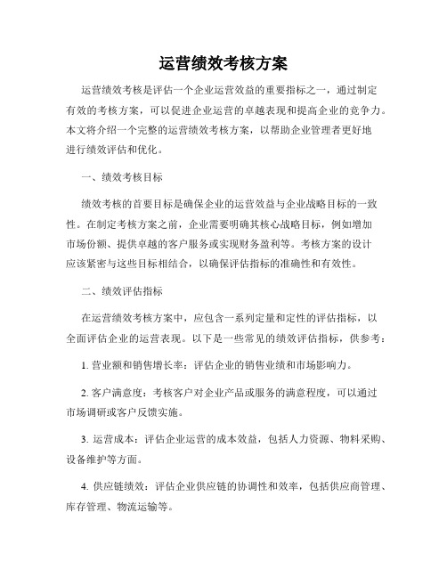 运营绩效考核方案