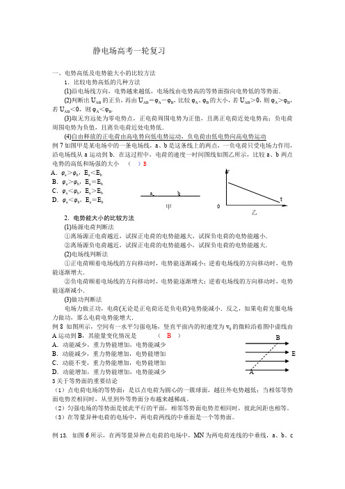 静电场高考一轮复习详细资料