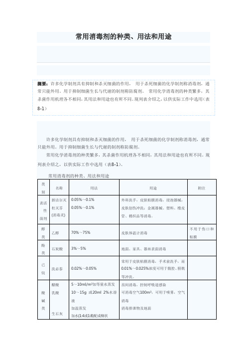 (完整word版)常用消毒剂的种类