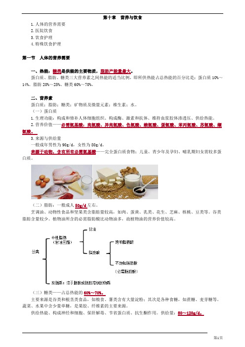 初级护师基础护理学营养与饮食讲义