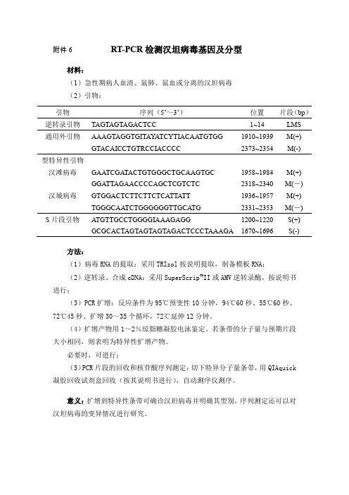 RT-PCR检测汉坦病毒基因及分型