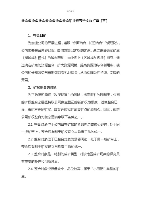 矿业权整合方案草案1