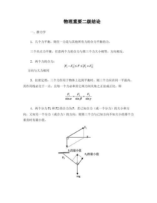 高中物理重要二级结论(全)