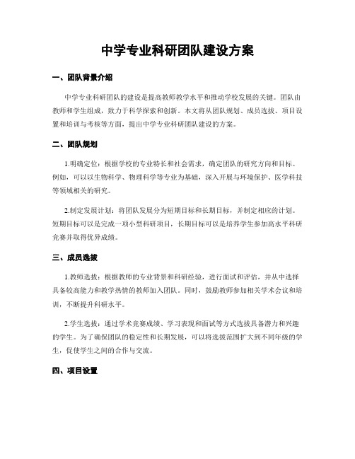 中学专业科研团队建设方案