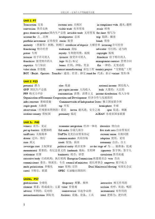 自考05844国际商务英语词汇部分