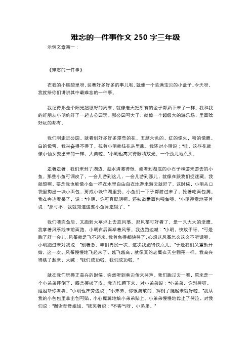 难忘的一件事作文250字三年级