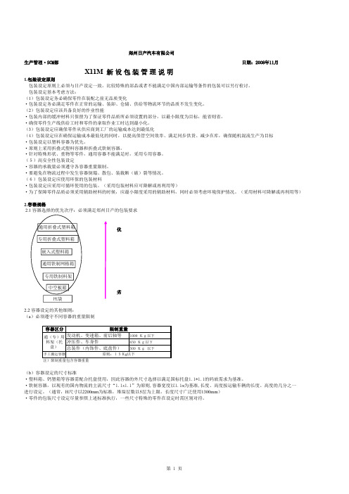 郑州日产  X11M包装说明资料