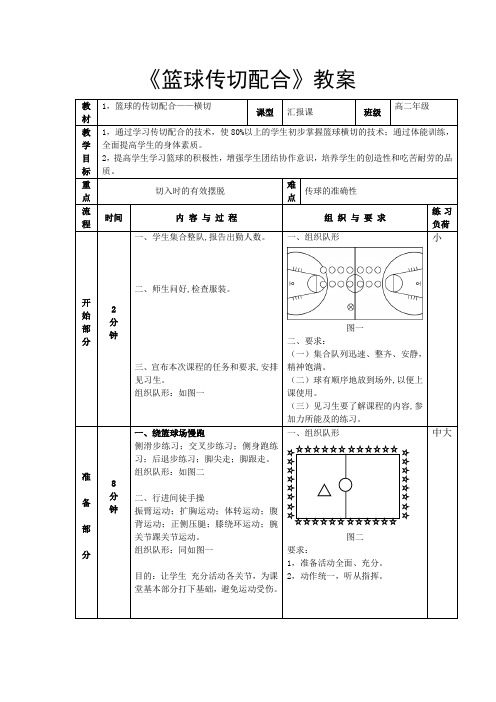 篮球传切配合教案