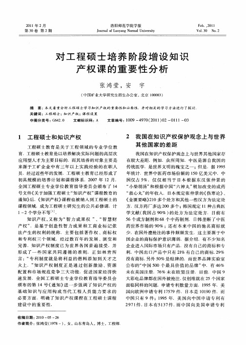 对工程硕士培养阶段增设知识产权课的重要性分析