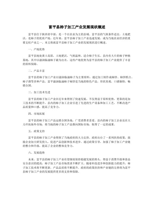 富平县柿子加工产业发展现状概述