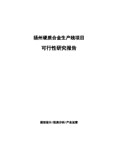 扬州硬质合金生产线项目可行性研究报告