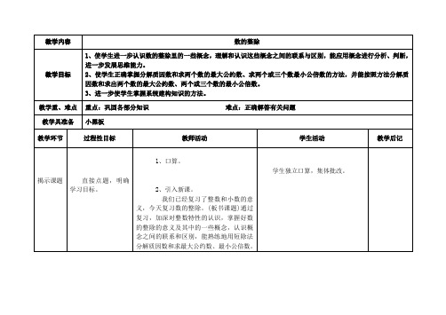 小学六年级整除复习教案