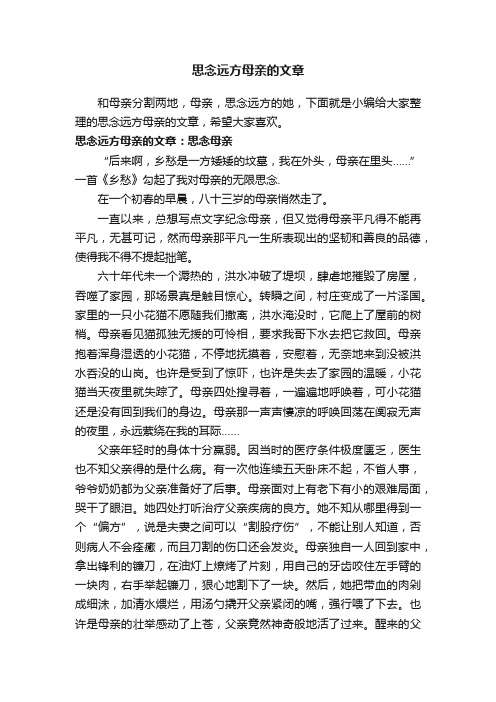 思念远方母亲的文章