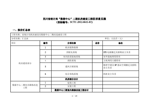 四川统计局数据中心二期机房建设工程项目