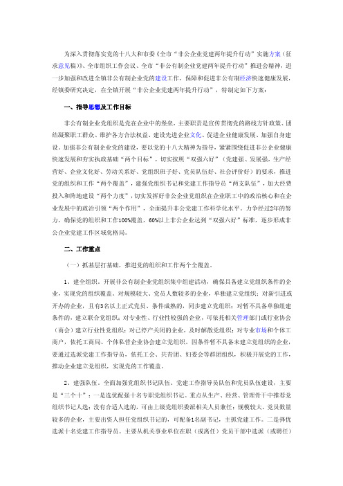 非公企业党建提升行动实施方案