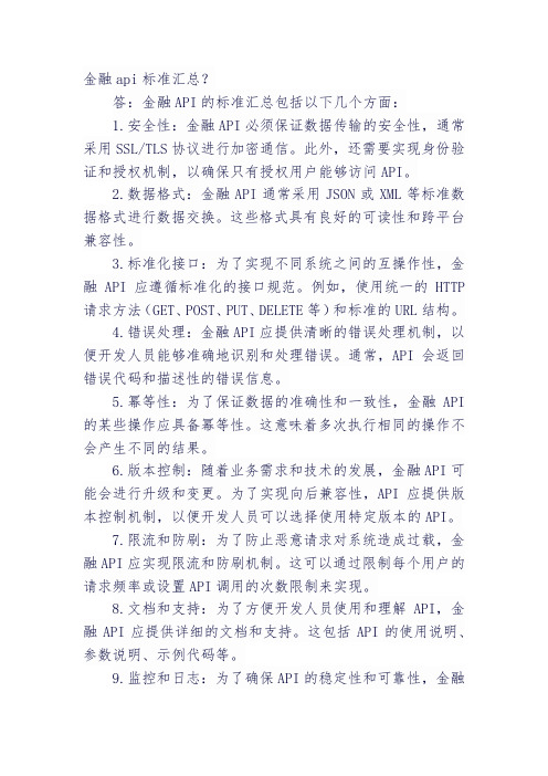 金融api标准汇总