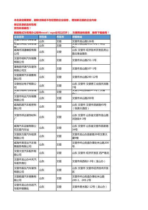 2020新版山东文登乘用车企业公司名录名单黄页联系方式大全50家