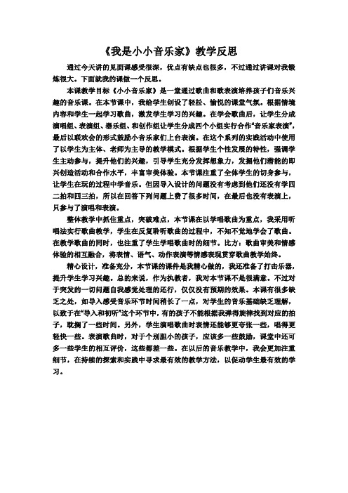 我是小小音乐家教学反思文档