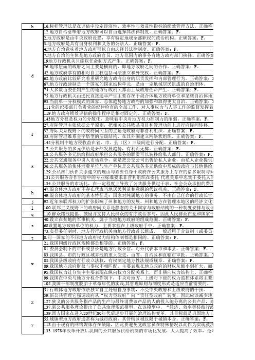 政府学网上作业复习资料