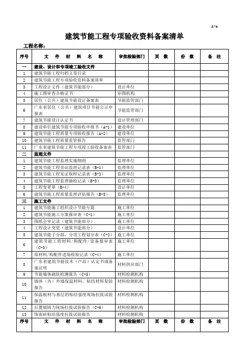 建筑节能工程专项验收资料备案全清单及表格