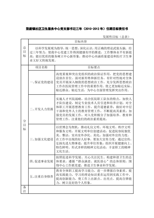 医院书记三年任期目标责任书