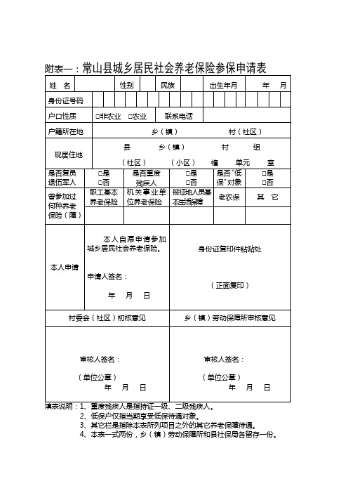 常人劳[2011]64号常山县城乡居民社会养老保险实施细则