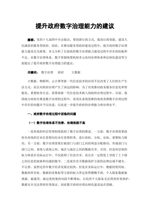 提升政府数字治理能力的建议