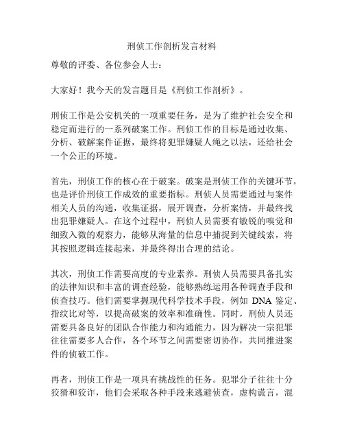 刑侦工作剖析发言材料