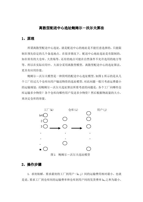 离散型配送中心选址鲍姆尔-沃尔夫算法