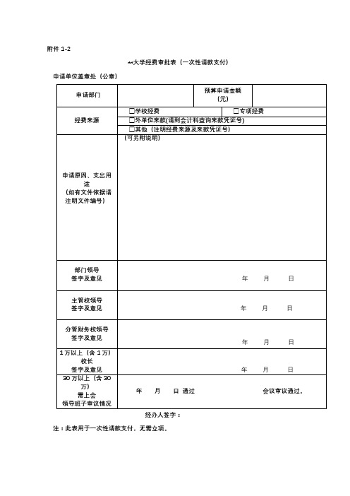 天津中医药大学经费审批表(一次性请款支付)【模板】