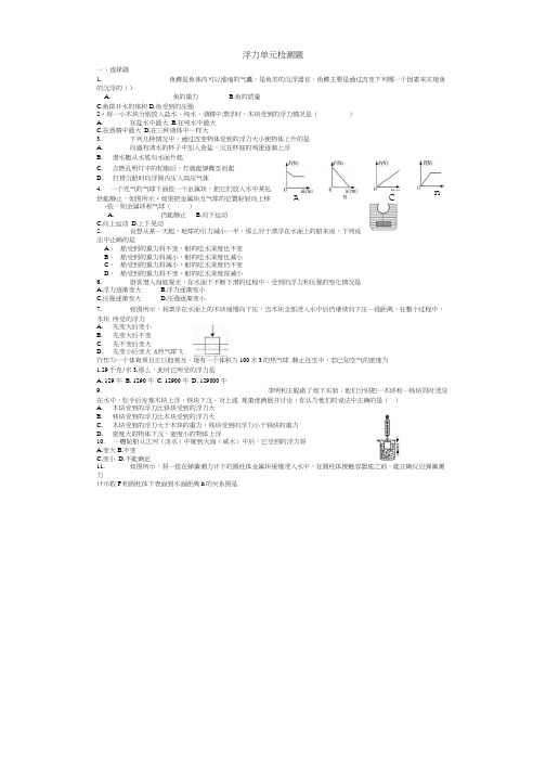 浮力单元检测题 2.doc