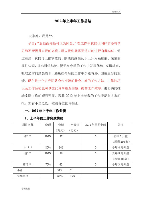 2012年上半年工作总结 .doc