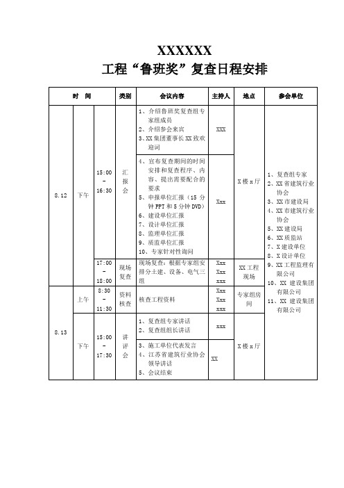 某鲁班奖工程现场复查会务指南