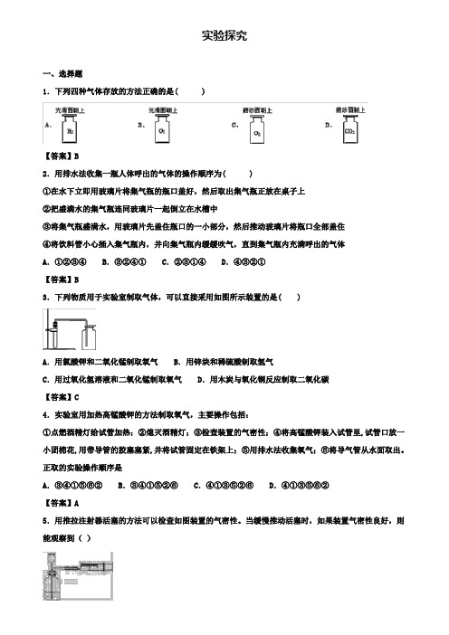 中考化学专题模拟练习： 实验探究练习卷