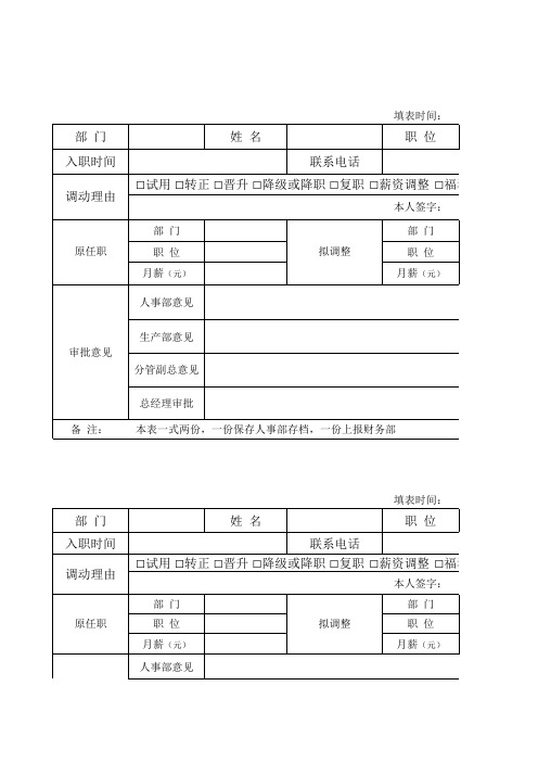 员工薪资审批表