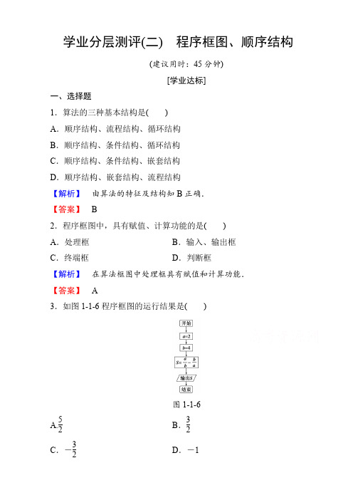 高中数学人教a版高一必修三_第一章_算法初步_学业分层测评2_word版有答案