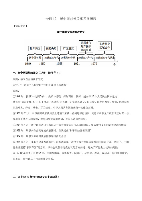 专题12 新中国对外关系发展历程-2021年高三历史二轮复习[知识整合+高考真题]