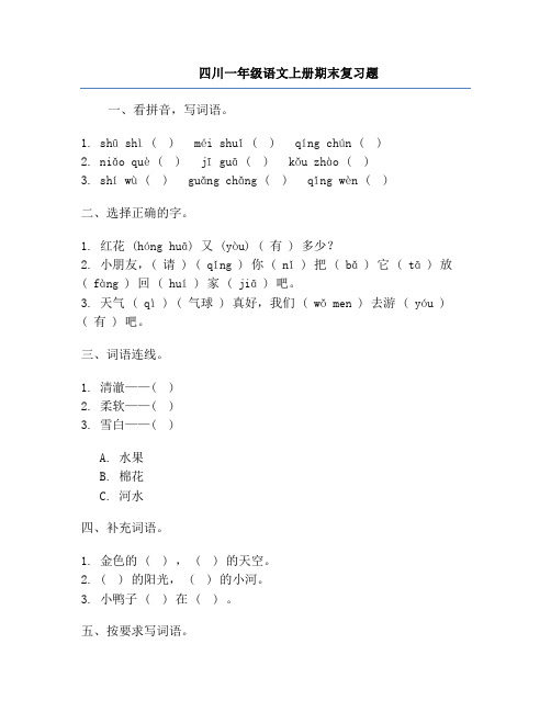 四川一年级语文上册期末复习题