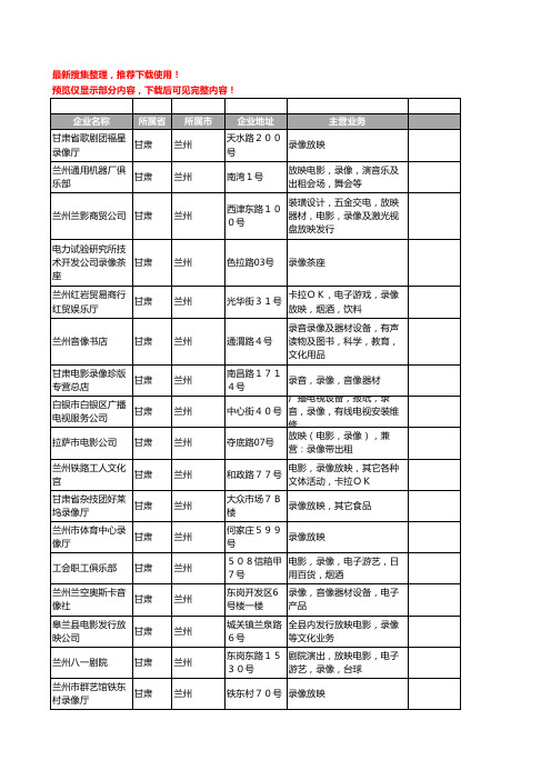 新版甘肃省录像工商企业公司商家名录名单联系方式大全69家