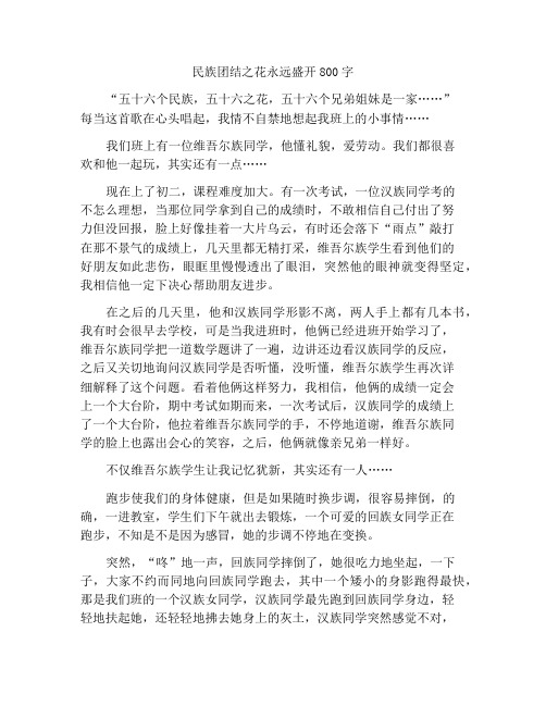 民族团结之花永绽放作文800字