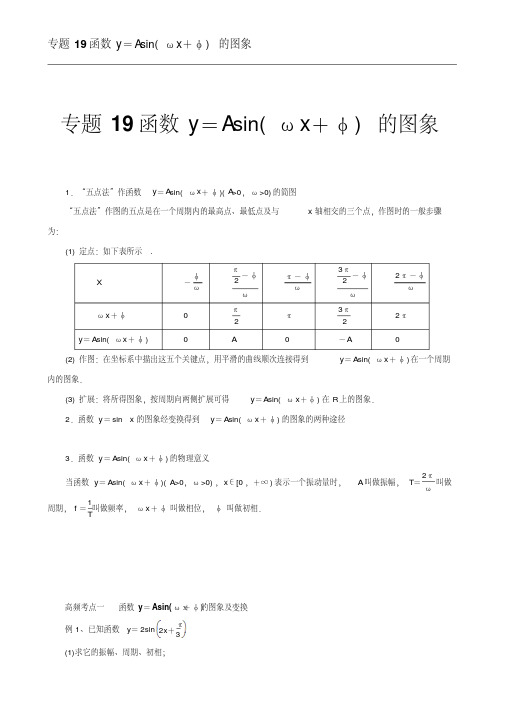 2018届高考数学(理)一轮复习高频考点学案：专题19函数y=Asin(ωx+φ)的图象