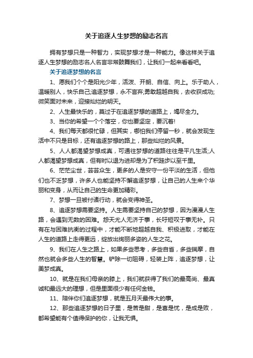 关于追逐人生梦想的励志名言