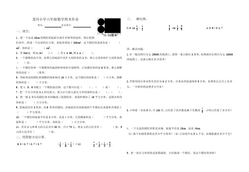 苏教版六年级下册期中周末作业(原创型)