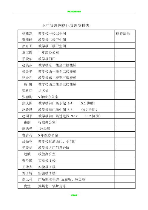 学校卫生网格化管理安排表