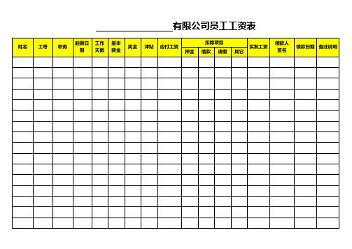 公司员工工资表模板