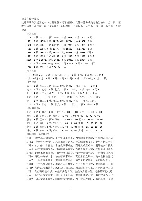 诸葛亮撑骨算法