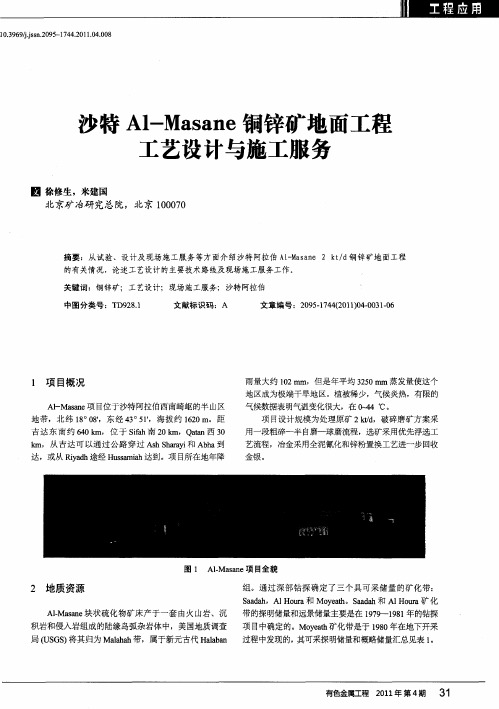 沙特Al-Masane铜锌矿地面工程工艺设计与施工服务