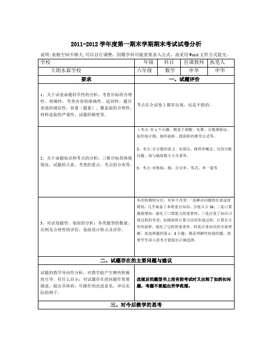 数学试卷分析