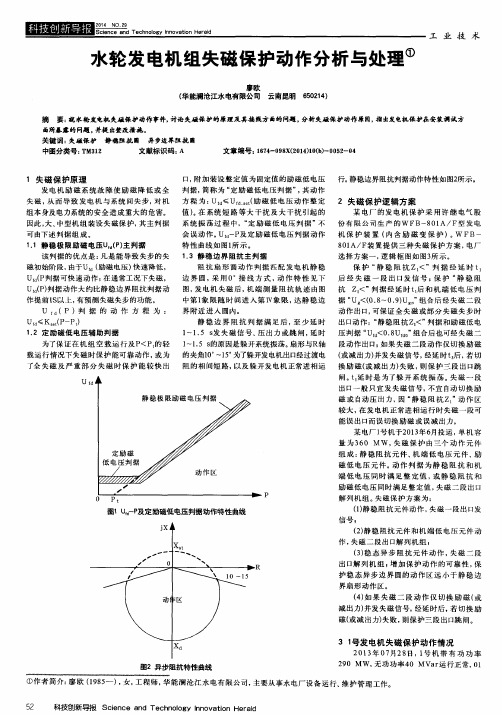 水轮发电机组失磁保护动作分析与处理